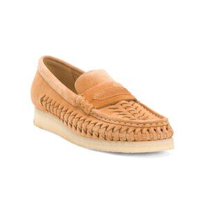 CLARKS Tan Suede Wallabee Weave Loafers